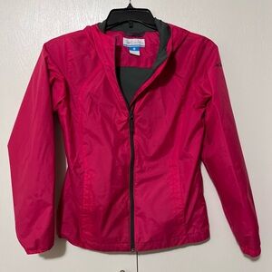 Columbia Hot Pink Hooded Kids Rain Jacket